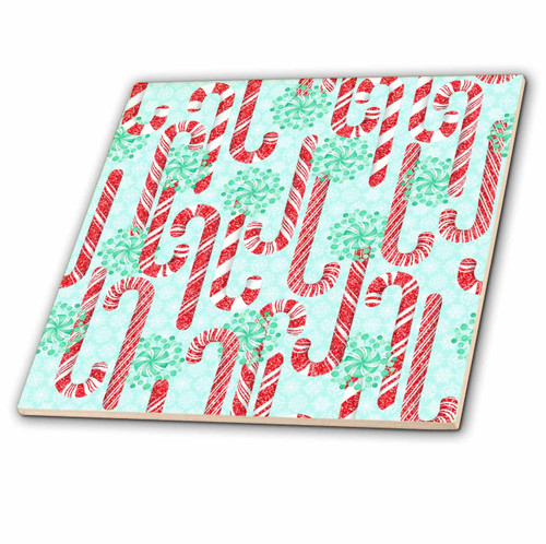 3dRose Cassie Peters Christmas - Candy Canes - Tiles (ct_354117_1)