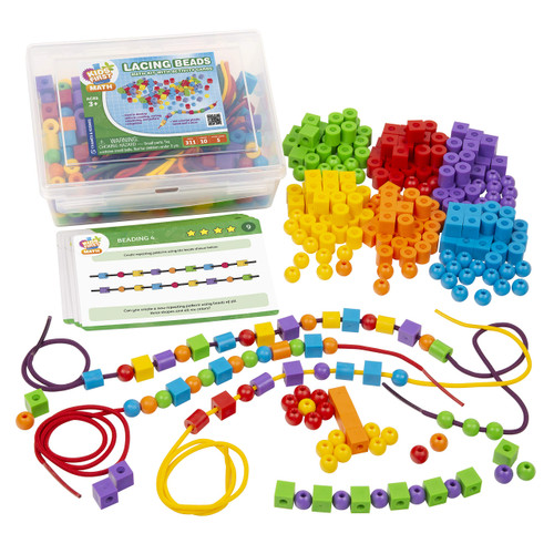 Kids First Math: Lacing Beads Math Kit w/ Activity Cards | Develop Skills in Counting, Sorting, Sequencing, Pattern Recognition | Visual Hands-on Math for At-Home or Classroom Learning, Ages 3+