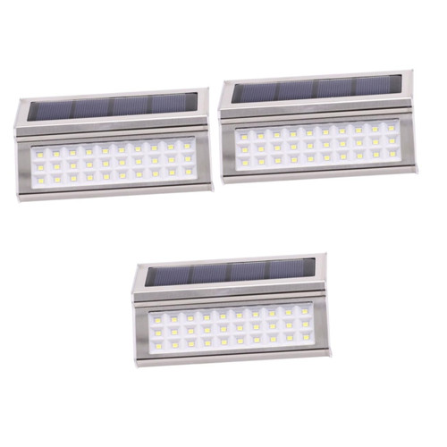 Hemobllo 3 Pcs Solar Stair Light Solar Lights Outdoor Solar Step Lights Solar Lights for Fence Led Solar Lamp Outdoor Wall Lantern Step Stairs Outdoor Decor Deck Import White