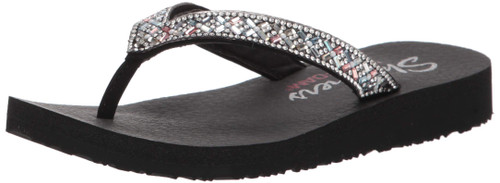 Skechers Cali Women's womens Meditation - Lotus Bae Flip Flop, Black/Multi, 6 US