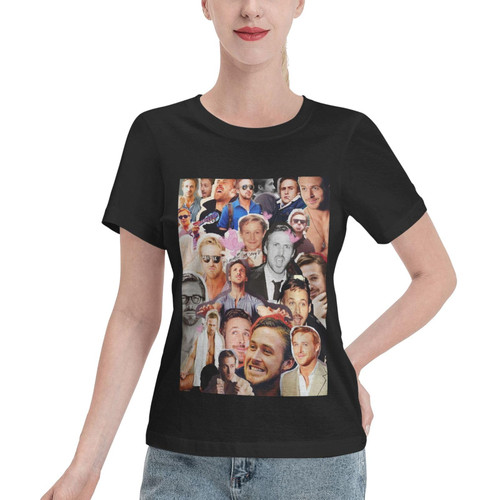 EMIGRESS Ryan Gosling Collage Female T Shirt Casual Cotton Short Sleeve Tee Round Neckline Fashion T-Shirts X-Large Black EMIGRESS Ryan Gosling Collage Female T Shirt Casual Cotton Short Sleeve Tee Round Neckline Fashion T-Shirts X-Large Black