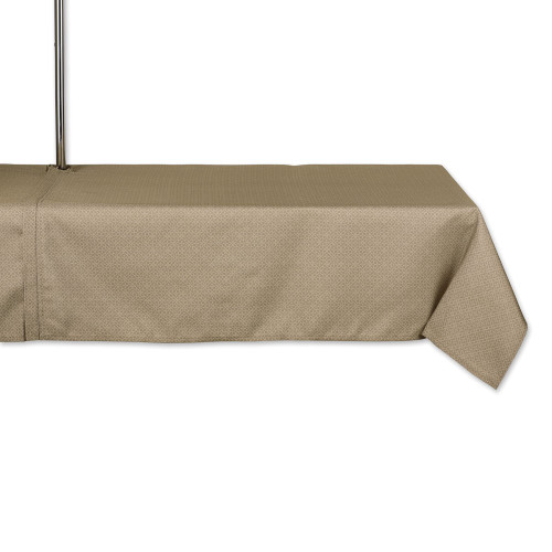DII Indoor/Outdoor Tabletop Collection Umbrella Hole with Zipper, Machine Washable, Tonal Lattice, Tablecloth, 60x120, Stone