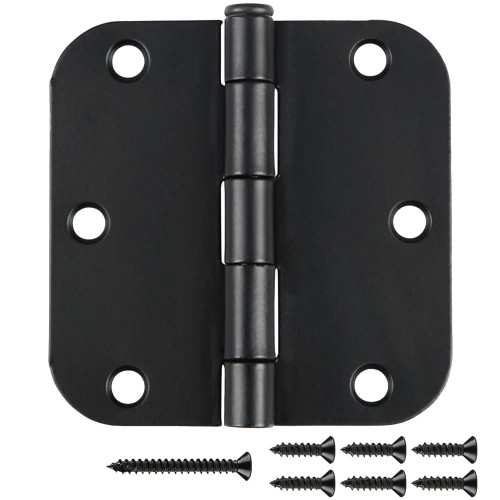 30 Pack Matte Black Door Hinges 3.5 x 3.5 Inch, Rounded Interior Door Hinges with 5/8"Radius, Heavy-Duty Black Hinges for Doors Standard Bedroom Office Door Hardware Removable Pin,Farmhouse,Shed,Gate