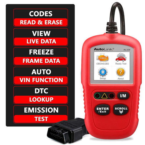 Autel AutoLink AL329 OBD2 Scanner Diagnostic Tool - Upgraded Car Code Reader for All Vehicles with Auto VIN, Live Data Retrieve, I/M Readiness Status, DTC Lookup - Essential Automotive Scan Tool