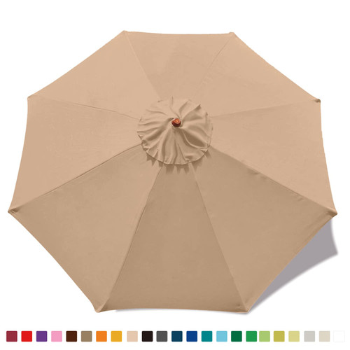 MASTERCANOPY Patio Umbrella 10 ft Replacement Canopy for 8 Ribs-Beige