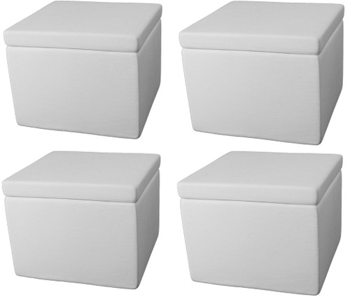 Stock Your Ceramic Studio - Set of 4 - Small Square Boxes - Paint Your Own Ceramic Keepsake