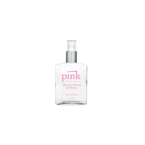 Pink Silicone Lubricant - Hypoallergenic Silicone-Based Lubricant (Glass Bottle with Pump, 4 fl. oz.)