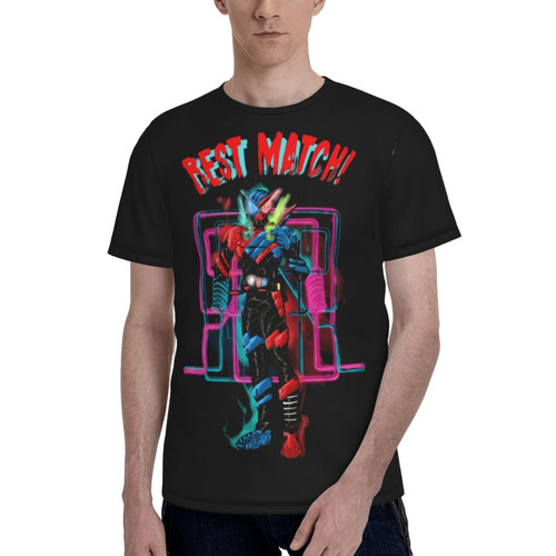 Anime Kamen Rider Man's T-Shirt 3D Summer Casual Round Neckline Short Sleeve Shirts Large Black Anime Kamen Rider Man's T-Shirt 3D Summer Casual Round Neckline Short Sleeve Shirts Large Black