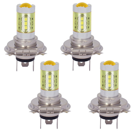 Edearkar H4 Car LED Fog Light 80W 2835 16LED High Power Motorcycle Light Yellow Tube Yellow Light 4300K Fog Light (4-Pack) H4 LED Headlights Bulbs