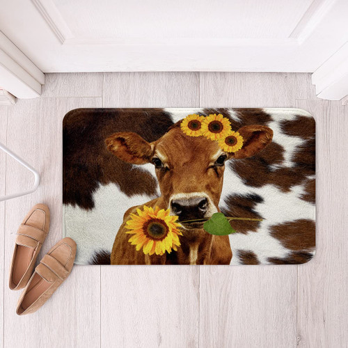 Erosebridal Highland Cow Rugs Bull Cattle Fluffy Rugs for Bedroom Brown Cowhide Bathroom Carpet Animal Theme Floor Mats Sunflower with Leaf Bathroom Rugs Decoratives Lightweight Erosebridal Highland Cow Rugs Bull Cattle Fluffy Rugs for Bedroom Brown Cowhide Bathroom Carpet Animal Theme Floor Mats Sunflower with Leaf Bathroom Rugs Decoratives Lightweight