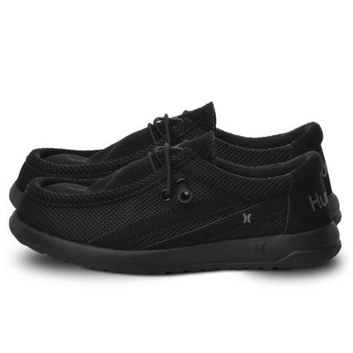 Hurley Melky Canvas Shoes - Elastic Lace Up Fashion Loafers for Boys & Girls - Classic Casual Canvas Shoes - Lightweight & Comfortable Loafers for All Day Wear, Black-2, 6