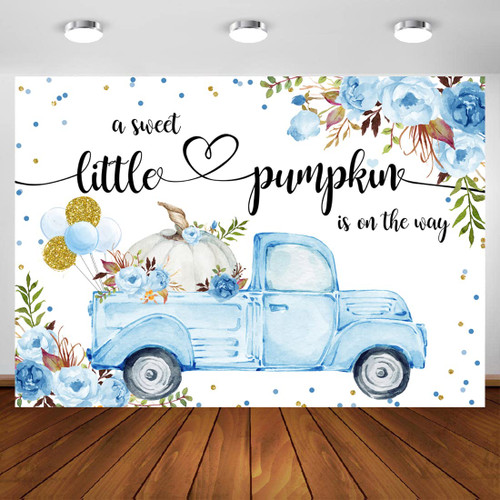Aperturee Little Pumpkin Baby Shower Backdrop 10x7ft A Little Sweet Pumpkin is On The Way Blue Floral Truck Balloons It's a Boy Photography Background Fall Autumn Party Decorations Banner Photo Booth Aperturee Little Pumpkin Baby Shower Backdrop 10x7ft A Little Sweet Pumpkin is On The Way Blue Floral Truck Balloons It's a Boy Photography Background Fall Autumn Party Decorations Banner Photo Booth