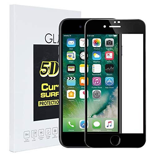 Screen Protector for iPhone 7 -Full Cover 5D Curved Edge Tempered Glass Screen Protector Compatible for iPhone 7 iPhone 8 (Black)