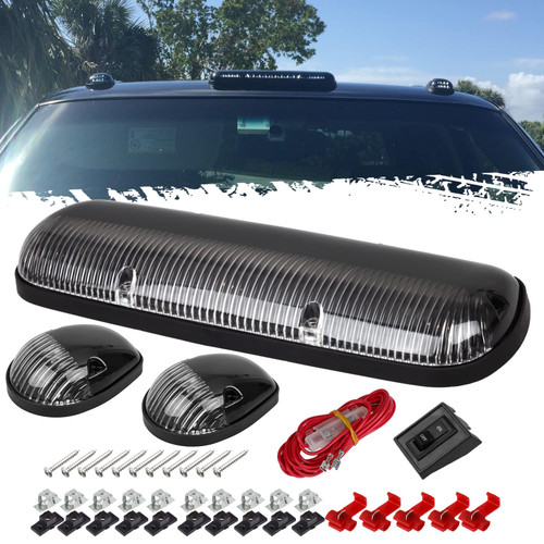 Partsam Cab Light Top Roof Running Cab Marker Lights 264155CL 3PCS Compatible with Silverado/Sierra 1500 1500HD 2500 2500HD 3500 2002-2007 Truck