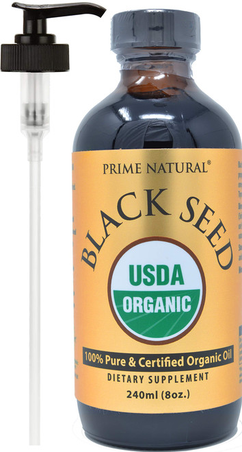 Organic Black Seed Oil 8oz - USDA Certified - High Thymoquinone, Turkish Origin, Pure Nigella Sativa - Cold Pressed, Unrefined, Vegan - Omega 3 6 9, Antioxidant, Immune Boost, Joints, Skin & Hair