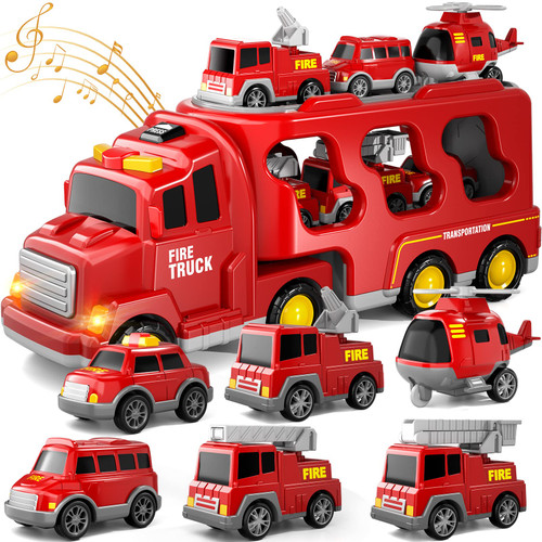 Fire Truck Toys for Toddlers 3 4 5 6 Years Old, 7 in 1 Truck Friction Power Toy Car, Fire Rescue Truck, Ladder Truck, Helicopter and Sprinkler, Christmas Birthday Gifts for Boys & Girls 3-5 Years Old Fire Truck Toys for Toddlers 3 4 5 6 Years Old, 7 in 1 Truck Friction Power Toy Car, Fire Rescue Truck, Ladder Truck, Helicopter and Sprinkler, Christmas Birthday Gifts for Boys & Girls 3-5 Years Old