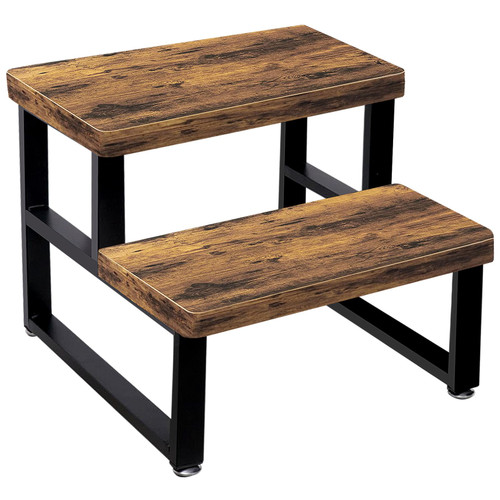 OUTBROS Step Stool for Adults, 13'' Tall Bedside Steping Foot Stool, Multi-Purpose Step Ladder for Kitchen, Bedroom, Living Room, Bathroom Hold Up to 500 lb (Rustic Brown)