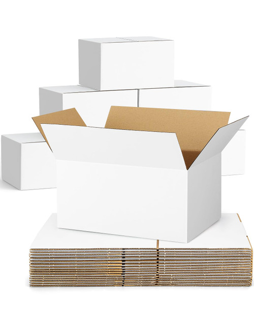 Poever 40-Pack-Small-Shipping-Boxes-9x6x4, Corrugated-Cardboard-Boxes-for-Packaging-Small-Business, White-Boxes-Mailers