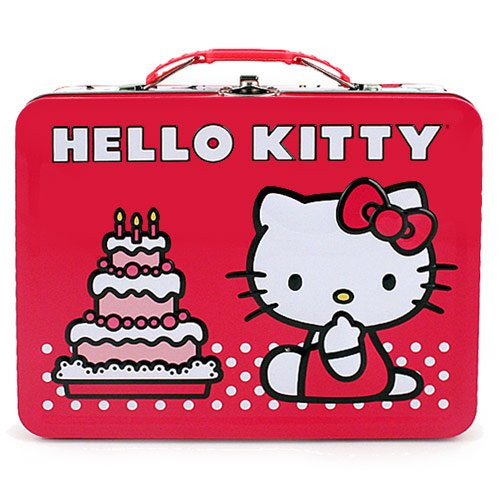 Hello Kitty Birthday Cake Embossed Metal Lunch Box
