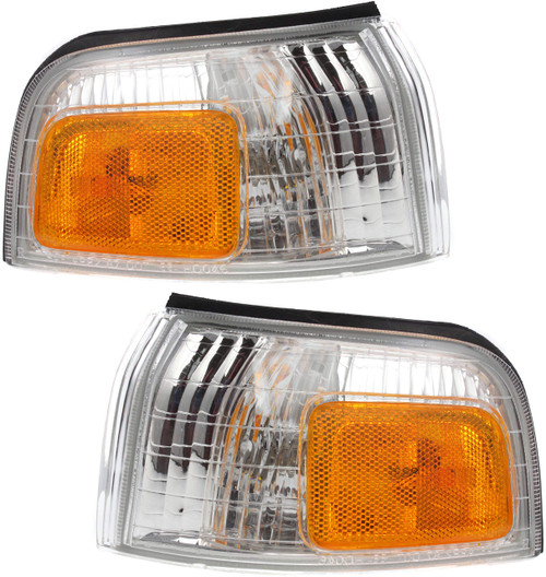 Evan Fischer Parking Side Marker Turn Signal Corner Light Set Compatible with 1990-1991 Honda Accord, With Bulb HO2551111 HO2550110 Driver and Passenger Side