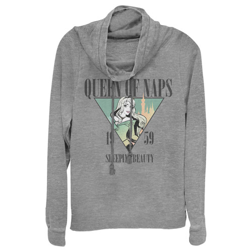 Fifth Sun Disney Princesses NAP SB Women's Cowl Neck Long Sleeve Knit Top, Gray Heather, X-Small