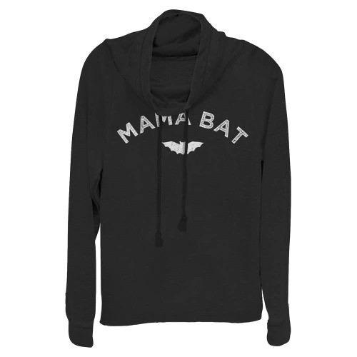 Fifth Sun Mama Bat Women's Cowl Neck Long Sleeve Knit Top, Black, X-Large