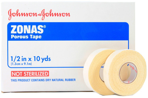Zonas Porous Athletic Tape 1/2 Inches X 10 Yards (Pack of 2 Rolls)