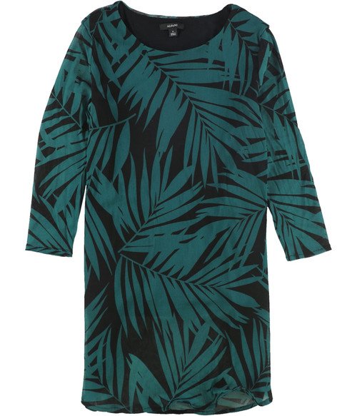 Alfani Womens Printed Knit Tunic Blouse, Green, Small