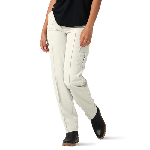 Lee Women's Flex to Go Mid Rise Seamed Cargo Pant, White Smoke, 10