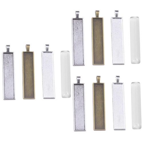 COHEALI 90 Pcs Bezel Pendant Blanks Bezel Pendant Trays Rectangular Pendant Trays Metal Setting Base Vintage Setting Base Blanks Bezel Trays Jewelry Blanks Pendant Base Hemming Necklace