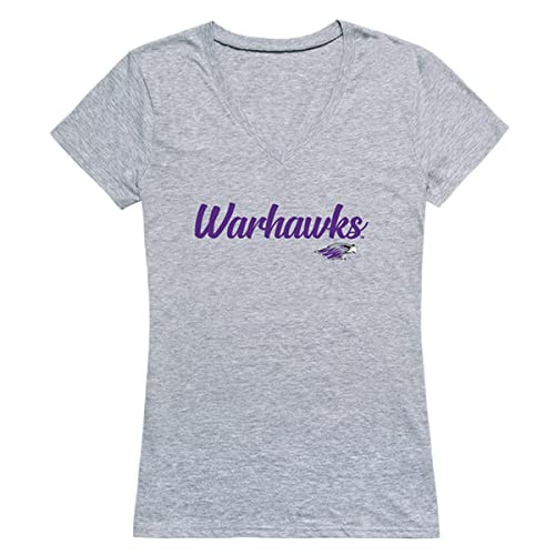 W Republic University of Wisconsin-Whitewater Warhawks Women's Script Tee T-Shirt - Heather Grey, X-Large