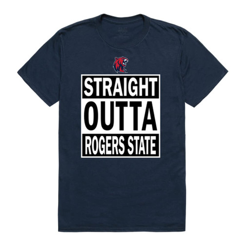 W Republic Rogers State University Hillcats Straight Outta Tee T-Shirt - Navy, X-Large