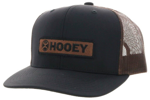 HOOEY Lock Up Adjustable Snapback Mesh Back Trucker Hat (Black/Brown)