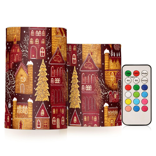 RunningBear Christmas Houses Tree Flameless Candles with Remote Timer Flickering LED Pillar Candles Set of 2 Outdoor Flameless Candles for Fall Autumn Decor RunningBear Christmas Houses Tree Flameless Candles with Remote Timer Flickering LED Pillar Candles Set of 2 Outdoor Flameless Candles for Fall Autumn Decor