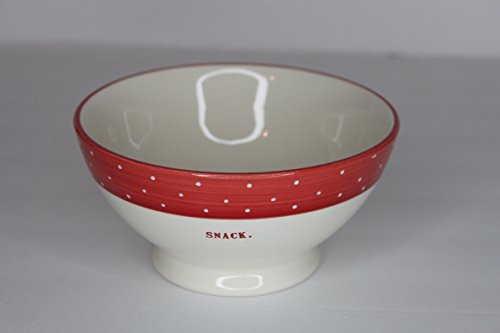 Rae Dunn Magenta Ceramic Bowl Typewriter Snack. - Cream & Red Polka Dot