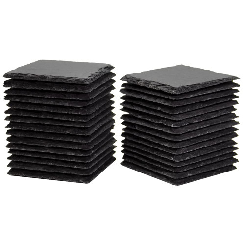 30 Pack 4 x 4 Inch Slate Coasters, Slate Coasters Bulk for Engraving Black Slate Coasters Slate Coaster Blank Slate Coasters Bulk Slate Coasters, Set of 30