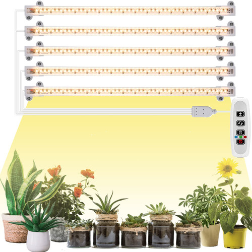 Carzos Grow Light Strip, Plant Lights for Indoor Plants, Full Spectrum Sunlight LED Grow Light Stripe, Auto On & Off Timer, 240 LEDs / 10 Dimmable Levels Growing Lamps, 5 Pack Carzos Grow Light Strip, Plant Lights for Indoor Plants, Full Spectrum Sunlight LED Grow Light Stripe, Auto On & Off Timer, 240 LEDs / 10 Dimmable Levels Growing Lamps, 5 Pack
