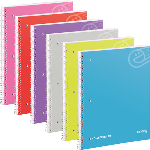 College Ruled Notebook, 1 Subject Notebook College Ruled, Hardcover Spiral Bound Notebooks for School and College, 70 Sheets lined Notebook in Pink, Purple, Green, Blue, Red, Grey, Multicolor (12 Pack) - By Enday