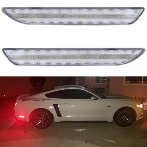 Clear Lens LED Rear Side Marker Lamp for 2015-2020 Ford Mustang Red LED Back Turn Singal light Kits Mustang OEM Rear Sidemarker Lamps Replacement