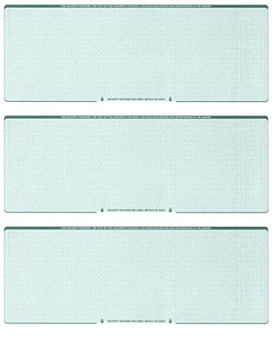 Business Voucher Check Stock - Computer Laser Checks - 3 Checks Per Page, 500 Sheets/1500 Checks, Green Diamond