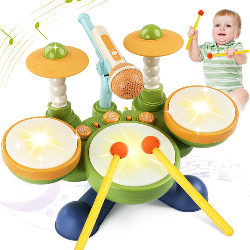 Kids Drum Set Baby Toys - 6 in 1 Musical Toys for Baby 1 Year Old Boy Girl, Toddler Drums Set with Microphone and 2 Drum Sticks, Light Up Toys for 1 2 3 4 Years Old Gifts Kids Drum Set Baby Toys - 6 in 1 Musical Toys for Baby 1 Year Old Boy Girl, Toddler Drums Set with Microphone and 2 Drum Sticks, Light Up Toys for 1 2 3 4 Years Old Gifts