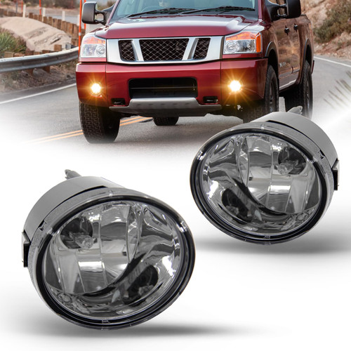 TENTIONAUTO Fog Light Assembly For 2004-2015 Titan / 2005-2007 Armada / 2004 Pathfinder Armada Fog Light Replacement With 899 12V 37.5W Halogen Bulbs(Clear Lens)