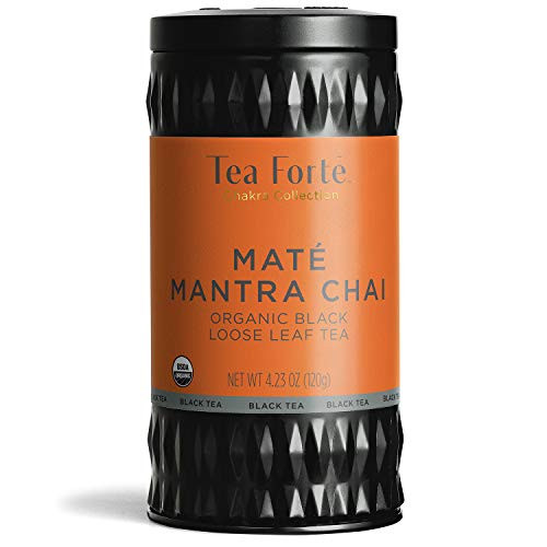 Tea Forte Chakra Organic Black Tea MATÉ MANTRA CHAI, 4.23 Ounce Loose Leaf Tea Canister