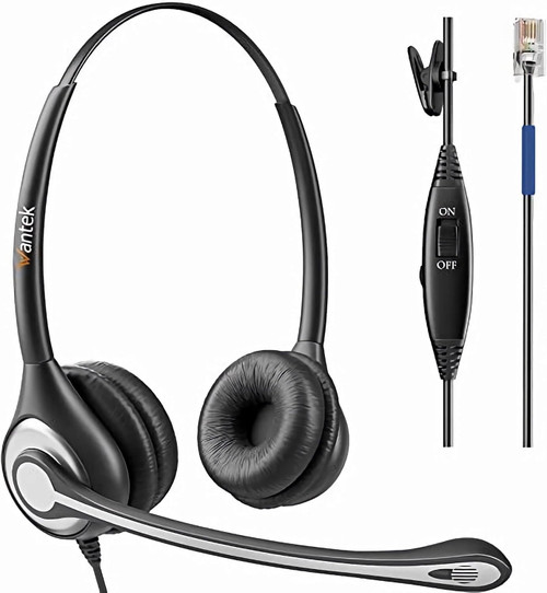 Wantek Phone Headset with Microphone Noise Cancelling, RJ9 Telephone Headsets Compatible with Cisco Office Phones 7940 7942 7945 7960 7962 7965 7811 7821 8811 8841 8845 8851 Plantronics M12 M22