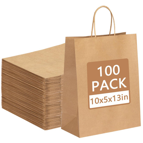 Moretoes 100pcs Paper Gift Bags 10x5x13 Inches Brown Kraft Paper Bags with Handles Bulk, Shopping Bags, Retail Bags for Small Business, Birthday Wedding Party Favor Bags, Merchandise Bags Moretoes 100pcs Paper Gift Bags 10x5x13 Inches Brown Kraft Paper Bags with Handles Bulk, Shopping Bags, Retail Bags for Small Business, Birthday Wedding Party Favor Bags, Merchandise Bags