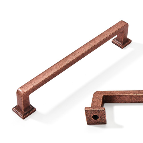 khtumeware 6 Pack 6 1/4 inch Hole Center Antique Copper Cabinet Pulls Handles Vintage Drawer Pulls Solid Cabinet Hardware Aged Kitchen Handles for Cabinets Cupboard Handles Drawer Handles