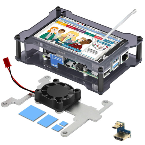 iUniker Touchscreen for Raspberry Pi 4, 4 inch 60+fps 800x480 Resolution HD HDMI Screen for Raspberry Pi 4 with Cooling Fan and Case for Raspberry 4 Model B
