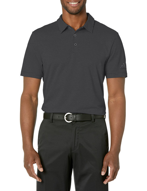 adidas Golf Men's Standard Ottoman Stripe Polo Shirt, Black/Grey Six, Small