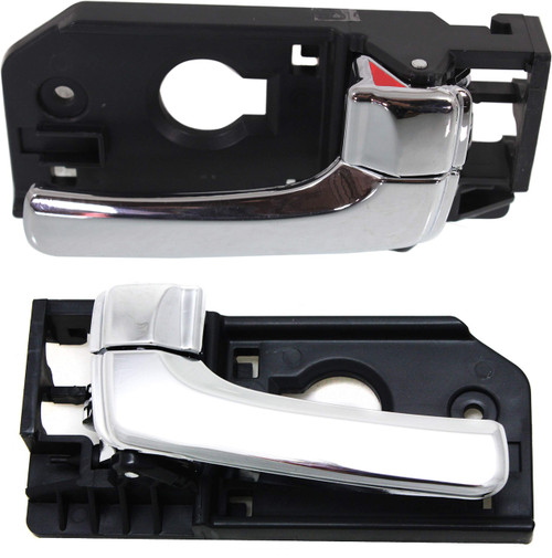 EVAN FISCHER Interior Door Handles Compatible with Set of 2 Front Left and Right Side Plastic Chrome W/Door Lock Button