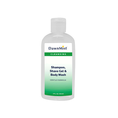 Dukal Dawn Mist Shampoo, Shave Gel and Body Wash with Dispensing Cap, 4 oz. Clear Bottle (Pack of 60)